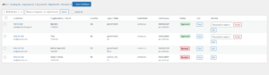 The admin dashboard shows a list of tax exempt certificates with their status