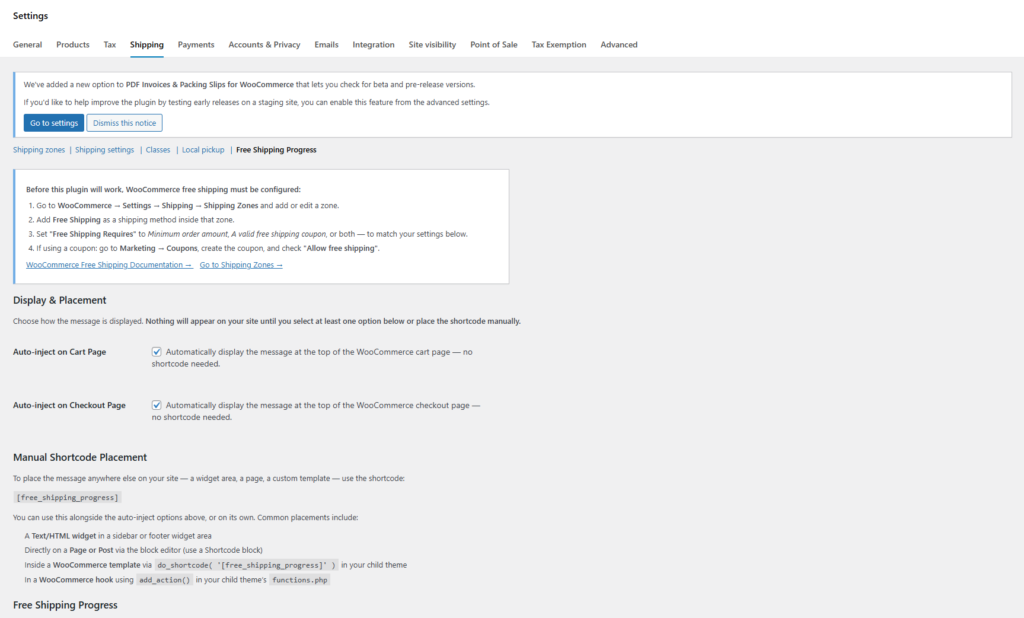 free shipping plugin settings - 1