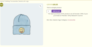 Show donation amount for the purchase of individual products