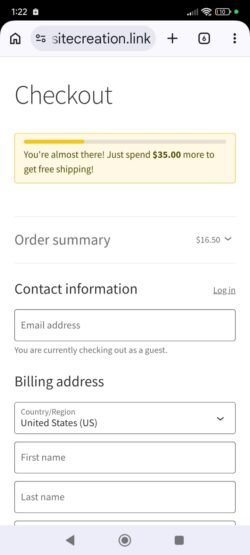 free shipping progress mobile view
